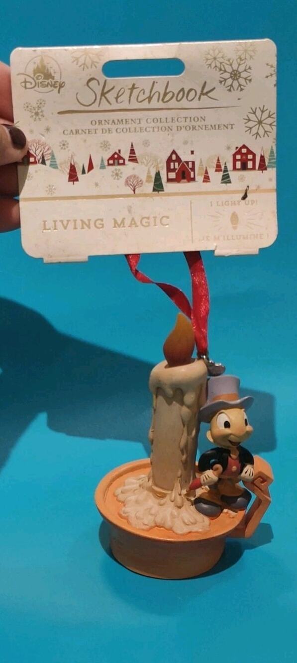 New Disney Sketchbook Ornament Jiminy Cricket Pinocchio Light-Up Candle Stick